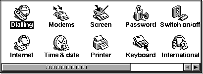 Settings menu in EPOC R5/Psion Revo