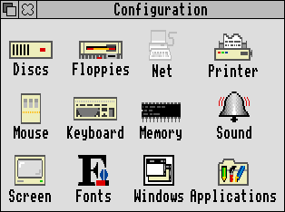 Settings menu in RISC OS 3.11 (Configuration)