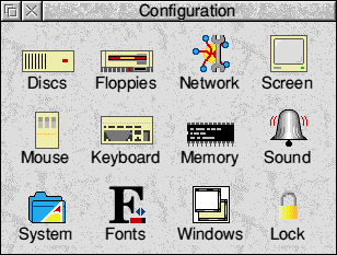 Settings menu in RISC OS 3.7 (Configuration)