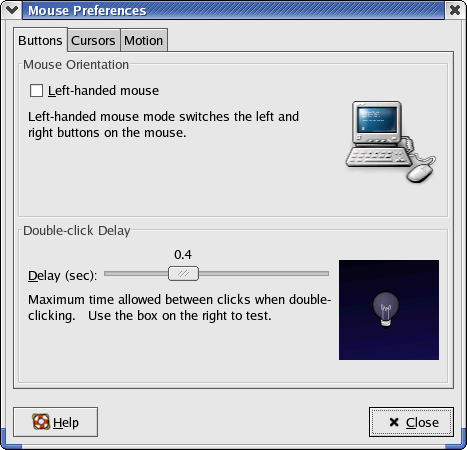 Mouse in GNOME 2.2.0 in RedHat 9 (Mouse Preferences)