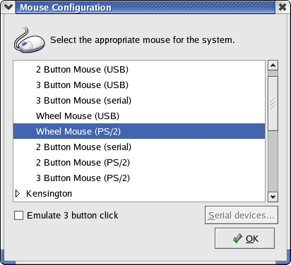 Mouse in GNOME 2.2.0 in RedHat 9 (Mouse Preferences)