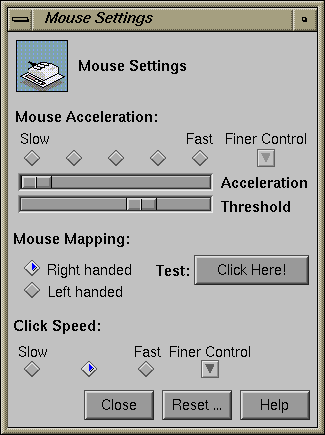 Mouse in IRIX 5.3 (Mouse Settings)