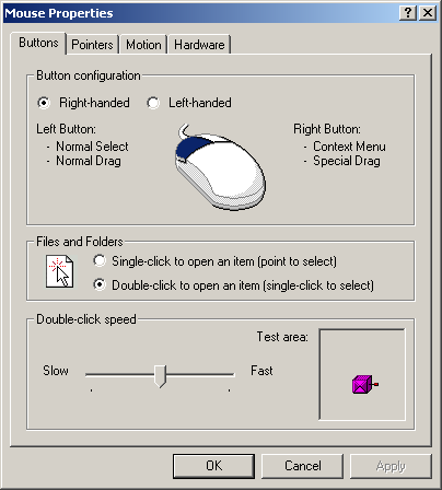 Mouse in Windows 2000 Pro (Mouse Properties)