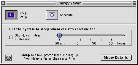 Power management in Mac OS 9.0 (Energy Saver)