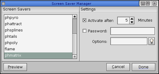 Screensaver in QNX 6.2.1 NC (Screen Saver Manager)