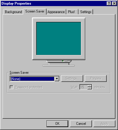 Screensaver in Windows NT 4.0 Workstation (Display Properties)