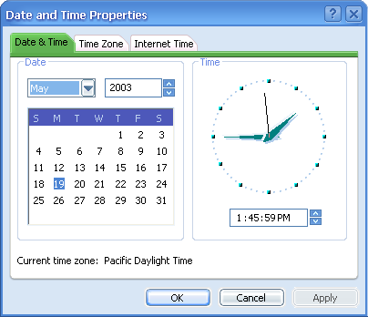 Time and date in Longhorn 4015 (Date and Time Properties)