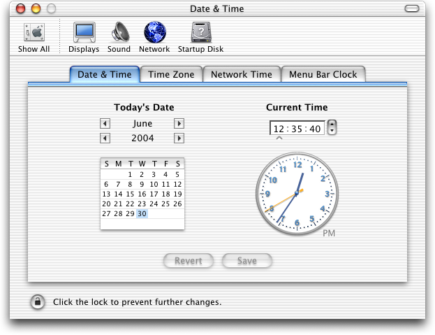 Time and date in Mac OS 10.1 (Date & Time)