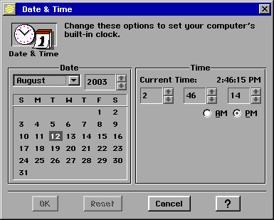 Time and date in NewDeal Office 3 Eval. (Date & Time)