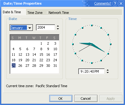 Time and date in Whistler 2257 (Date/Time Properties)