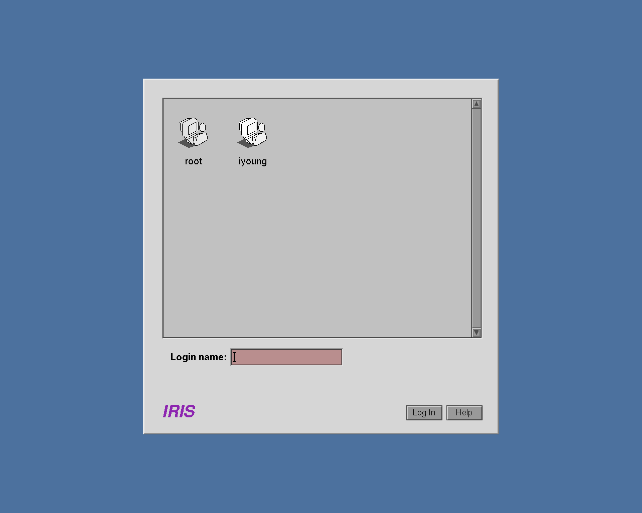 Login screen in IRIX 5.3