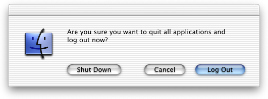 Logout screen in Mac OS X DP 4