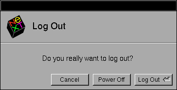 Logout screen in OPENSTEP 4.2 (Log Out)