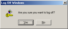 Logout screen in Windows Me (Log Off Windows)