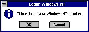 Logout screen in Windows NT 3.1 Workstation (Logoff Windows NT)