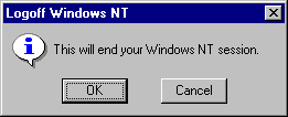 Logout screen in Windows NT 4.0 Workstation (Logoff Windows NT)