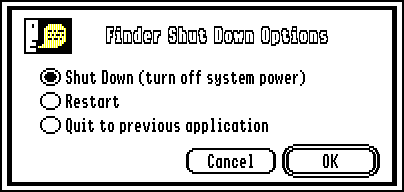 Shutdown window in GS/OS 6.0.1