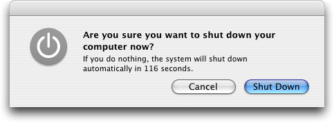 Shutdown window in Mac OS X Panther