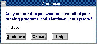 Shutdown window in MS OS/2 1.30.1 (Shutdown)