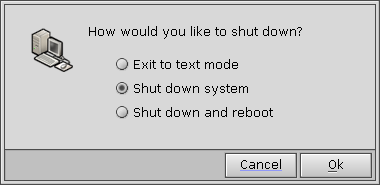 Shutdown window in QNX 6.2.1 NC