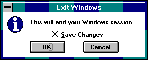 Shutdown window in Windows 3.0 (Exit Windows)