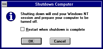 Shutdown window in Windows NT 3.1 Workstation (Shutdown Computer)