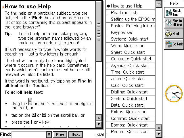 Help in EPOC R5/Psion Series 7 (Help)