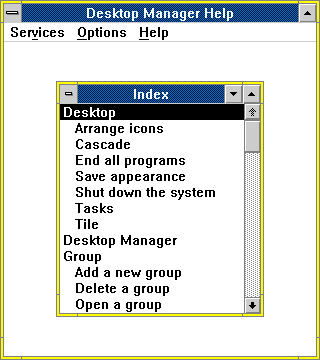 Help in MS OS/2 1.30.1 (Desktop Manager Help)