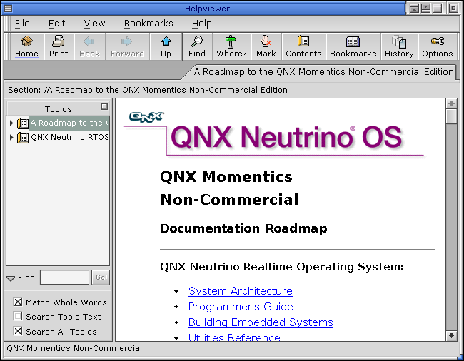 Help in QNX 6.2.1 NC (Helpviewer)