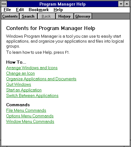 Help in WfW 3.11 (Program Manager Help)