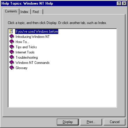 Help in Windows NT 4.0 Server (Windows NT Help)