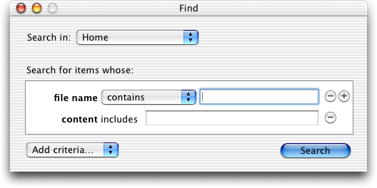 Search in Mac OS X Jaguar (Search Results)