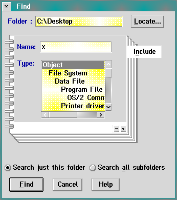 Search in OS/2 2.1