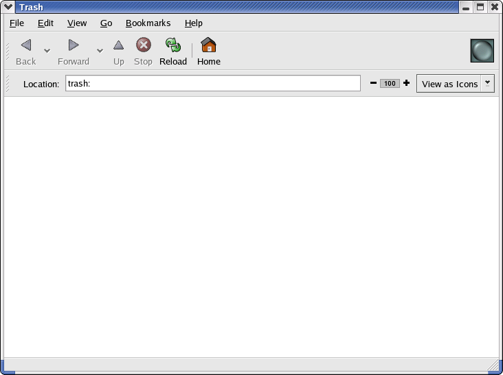 Trash can in GNOME 2.2.0 in RedHat 9 (Trash)
