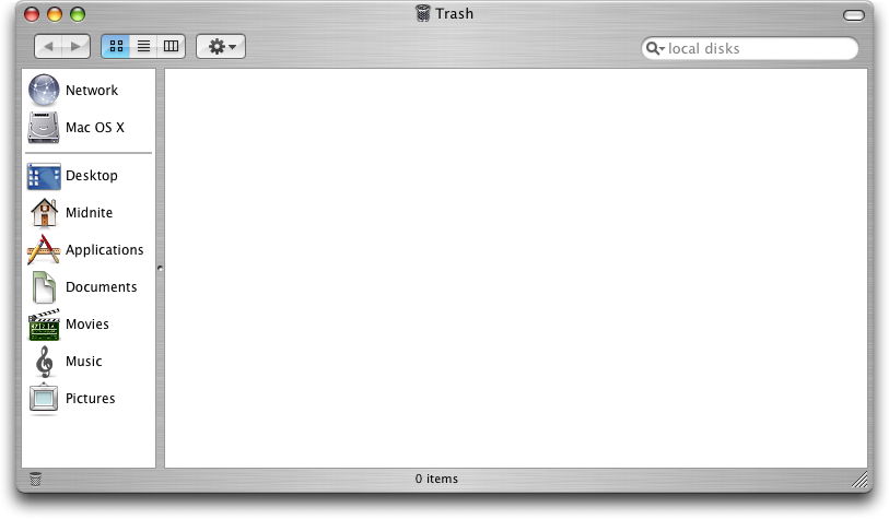 Trash can in Mac OS X Panther (Trash)