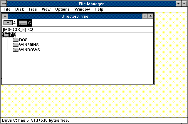 File manager in Windows 3.0