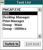 Task manager in MS OS/2 1.30.1 (Task List)