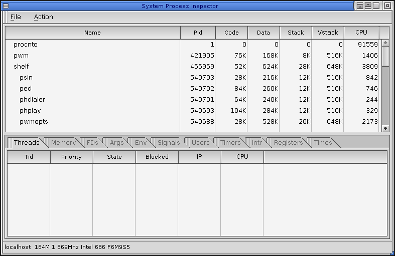 Task manager in QNX 6.2.1 NC (System Process Inspector)