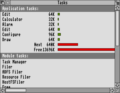 Task manager in RISC OS 3.11 (Tasks)