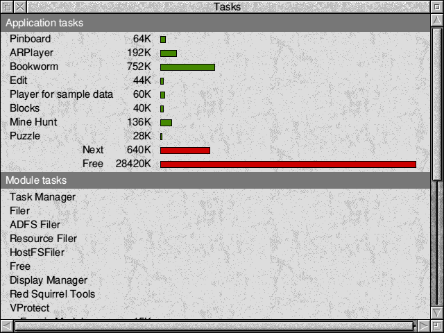 Task manager in RISC OS 3.7 (Tasks)