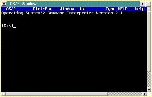 Command prompt in OS/2 2.1 (OS/2 Window)