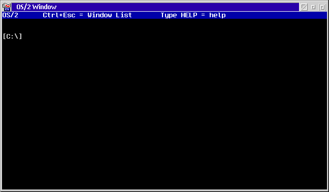 Command prompt in OS/2 Warp 4 (OS/2 Window)