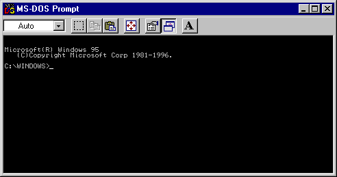 Command prompt in Windows 95B (MS-DOS Prompt)