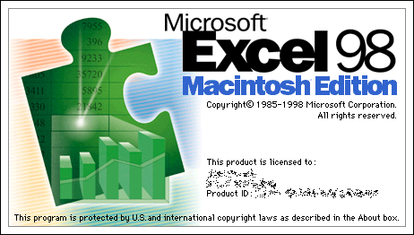 Splash in Microsoft Excel 98