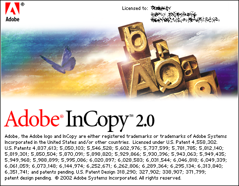 Splash in Adobe InCopy 2.0