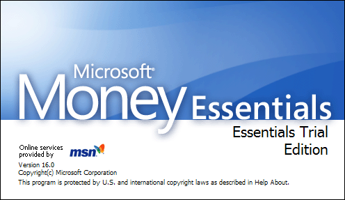 Splash in Microsoft Money Essentials 2007