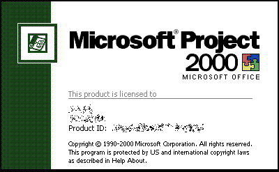 Splash in Microsoft Project 2000