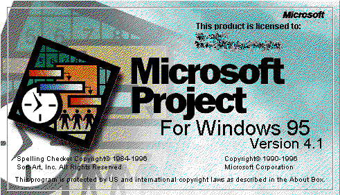 Splash in Microsoft Project for Windows 95