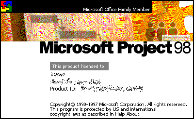 Splash in Microsoft Project 98