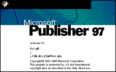 Splash in Microsoft Publisher 97